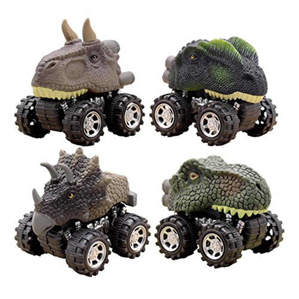 Dinosaur Toys, Pull Back Dinosaur Cars, Toys For 3 4 5 6 Year Old Boys, 4Pack Toys Set With Big Tire Wheel For Kids Party Favors Creative Gifts Prizes
