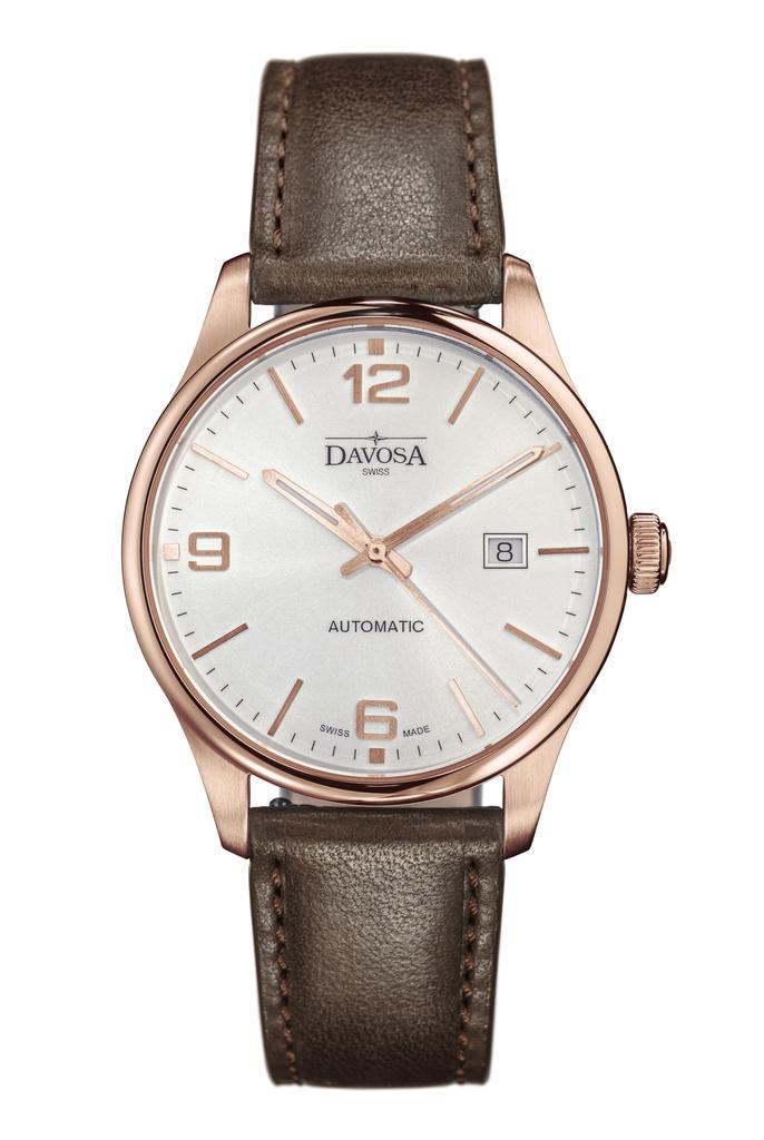 Davosa Gentleman Automatic Watch with Date Swiss Brown Display, Made, 161.566.64, Men's,