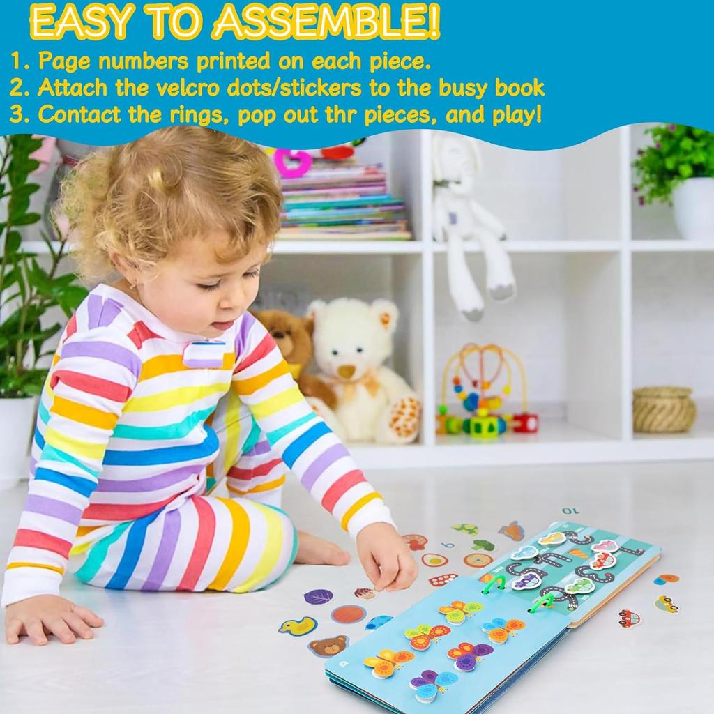 Montessori Busy Book for Toddlers, Preschool Learning Activities for Kids, Kindergarten Educational Toys for 3 Year Old