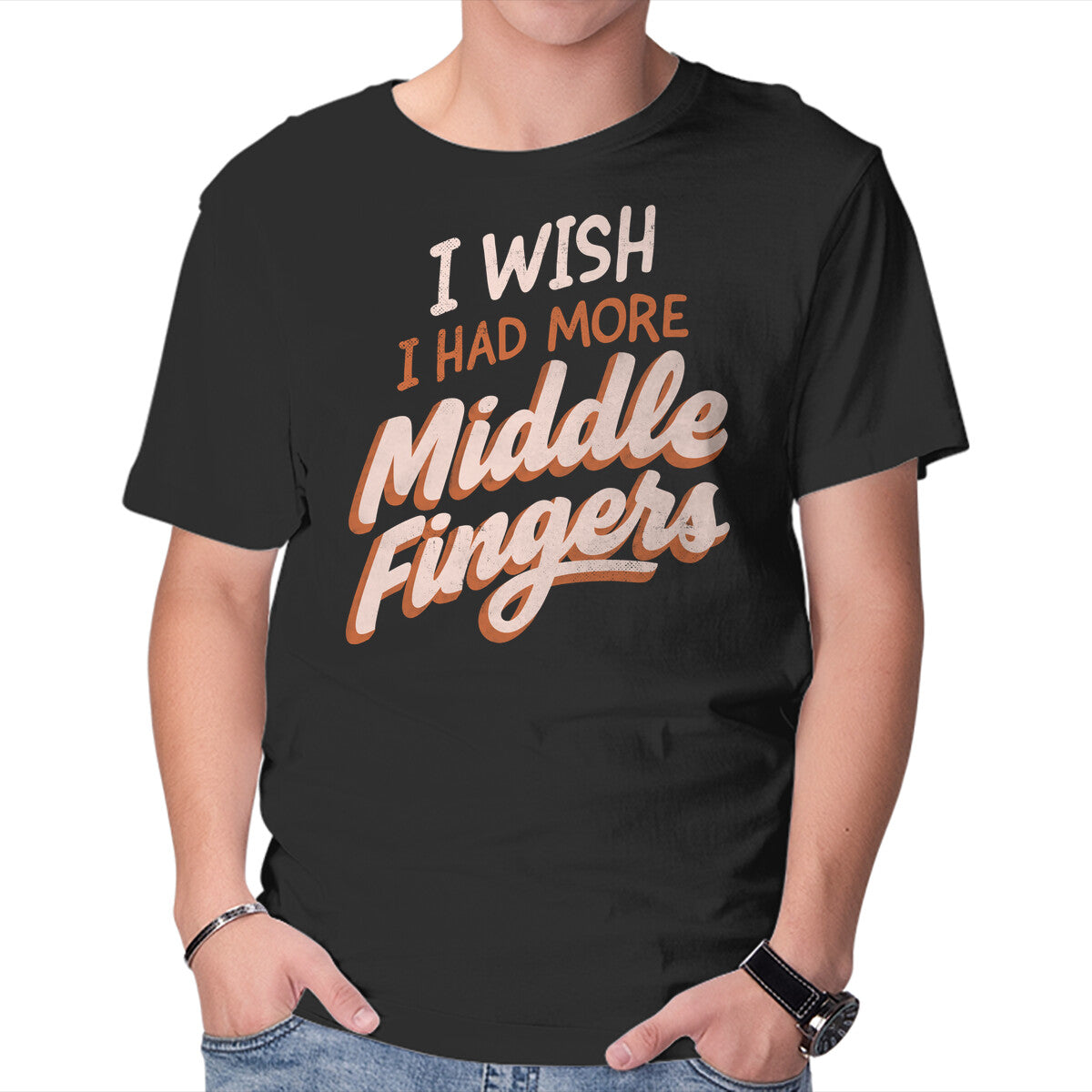 Unisex Crew Neck T-Shirt Middle Fingers Graphic Short Sleeve Casual Tee XL