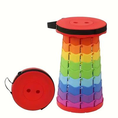 1pc Round Folding Desk New Collapsible Portable Picnic Seat Lightweight Outdoor Camping Chair Retractable Travel Folding Desk