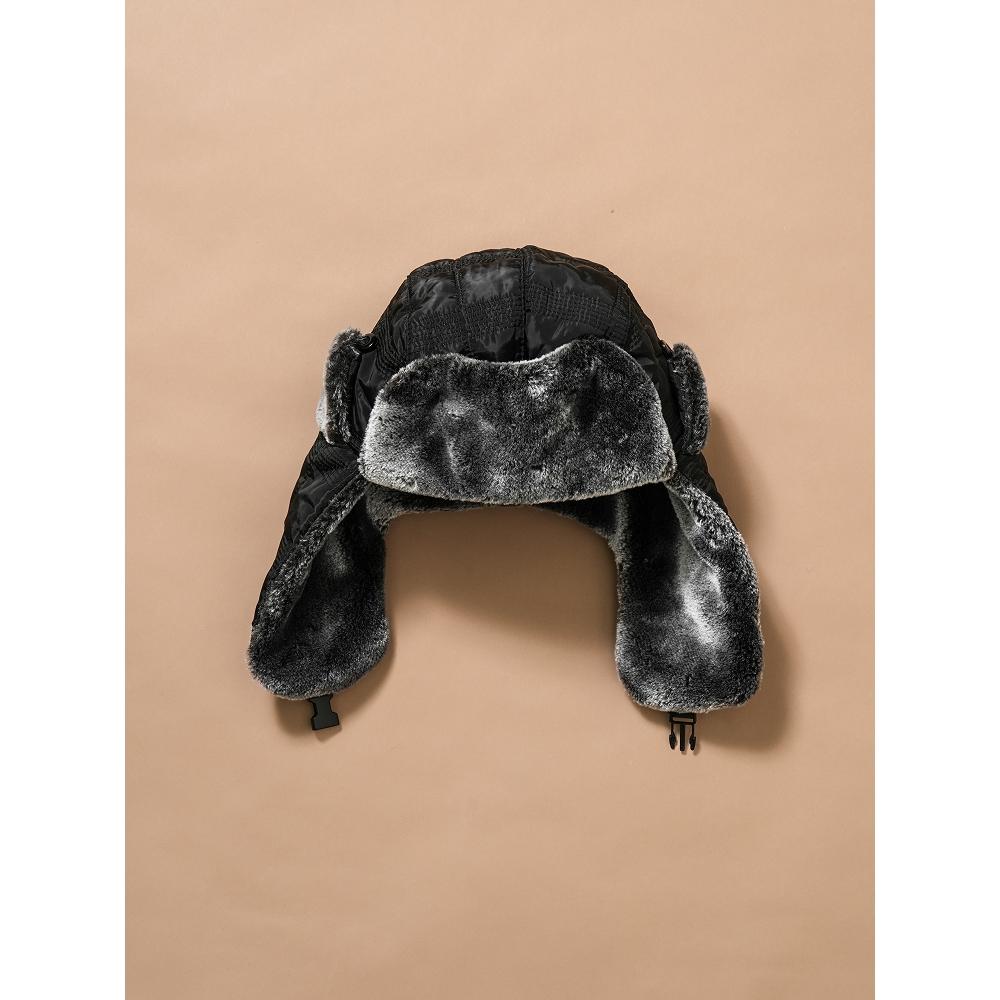 Daiso Fur Padded Brown Hat Black