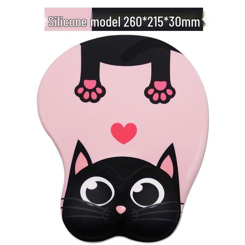 Cartoon Cute Girl 3D Silicone Mouse Pad with Wrist Rest for Office & Esports