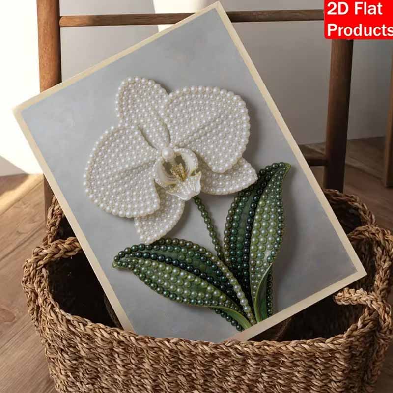 DIY 3D Pearl Diamond Painting Art Set White Orchid Flower Home Decor Art Set Wall Art