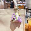 Finished Crochet Yarn Bouquet Keychain Accessories Knitted Rose Sunflower Mini Handheld Flower Doll Accessories Pendant