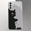 Cute Cartoon Cat Silver Plated Glass Phone Case Suitable for Samsung Galaxy S26 S25 S24 S22 S21 S20 FE/Ultra/Plus Anti Fall