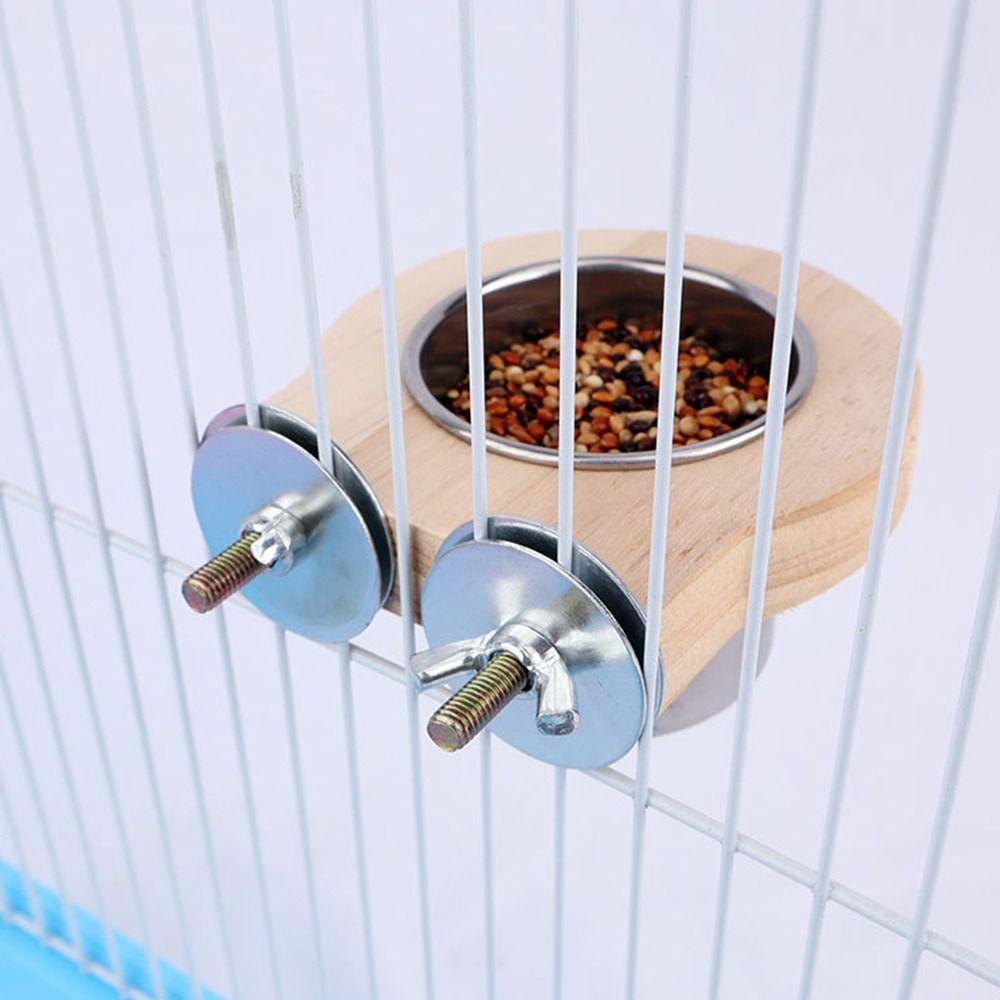 Wooden Perch Stand Hanging Feeder Bowls Multifunctional Bird Food Cups  Budgie