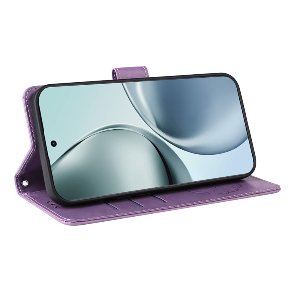 

For Realme 14 Pro 5G Leather Case Butterfly Floral Imprint Wallet Stand Cover Purple