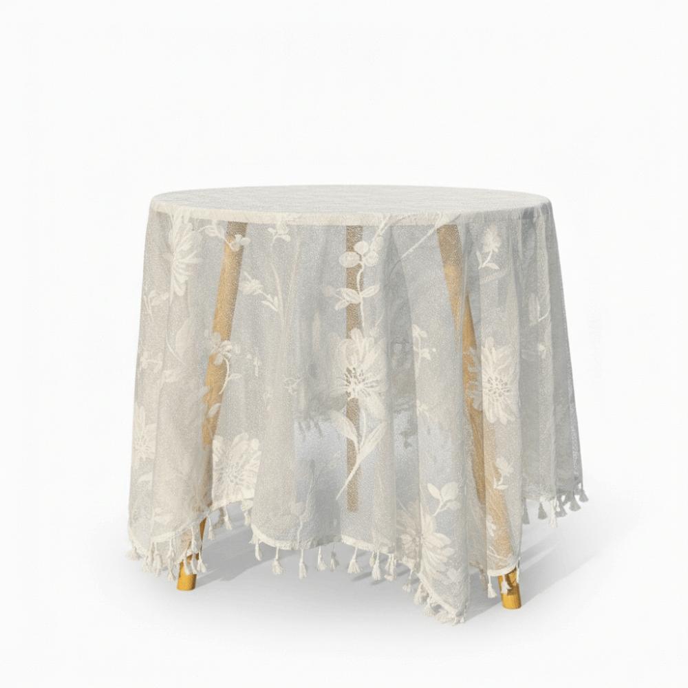 Embroidered Lace Tablecloth Dust-Proof French Table Cover Decor  Living Room