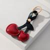 Creative Cherry Keychain Leather Fruit Double Heart Key Chain Pendant Bag Ornament Accessories for Car Key Bag Purse