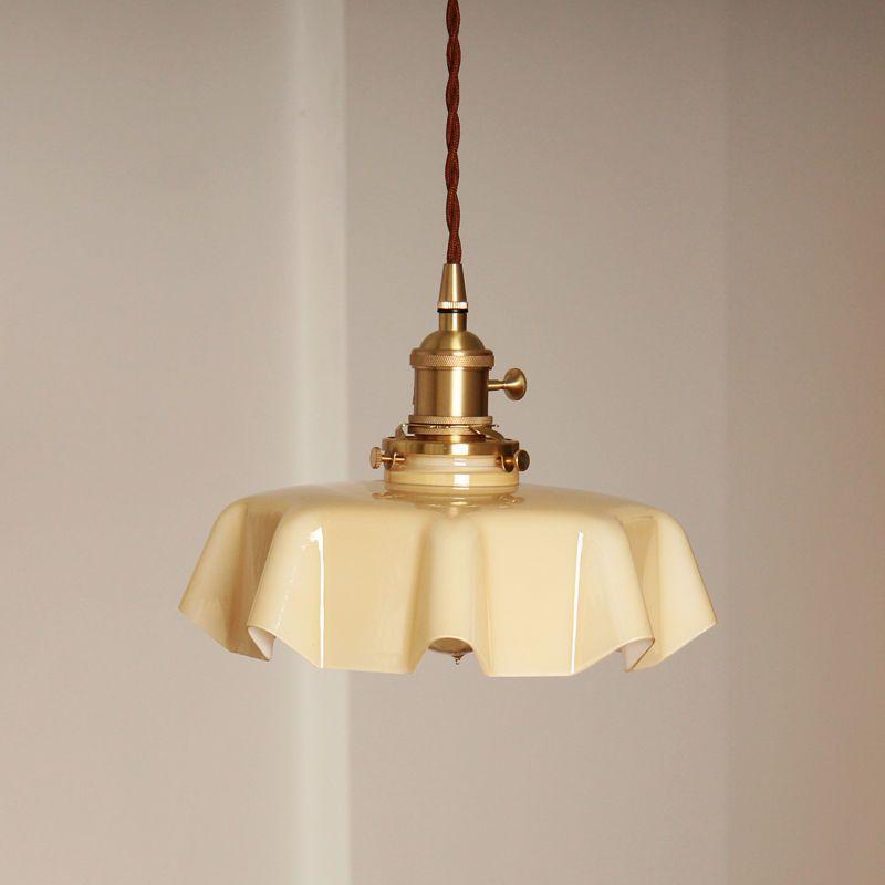 Wabi-Sabi French Retro Cream Glass Chandelier for Aisle, Entrance, Bedside, Bar, Island, Dining Room