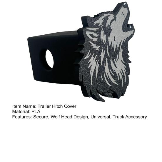 Wolf Head Trailer Hitch Cover for 2" Receivers Howling Wolf Trailer Hitch Tube Cover Dust-Proof Square Mouth Hitch Receiver Cap for Truck Car Exterior