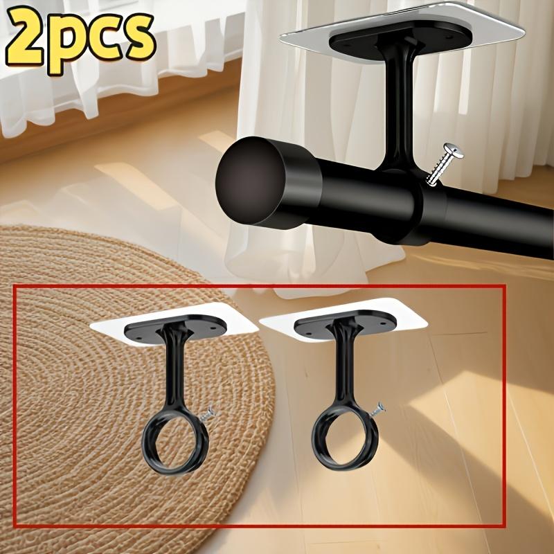 2pcs Non-Drilling Ceiling Curtain Rod Brackets | Heavy-Duty Self-Adhesive, Adjustable Curtain Hooks, Suitable for Wardrobe and Bedroom