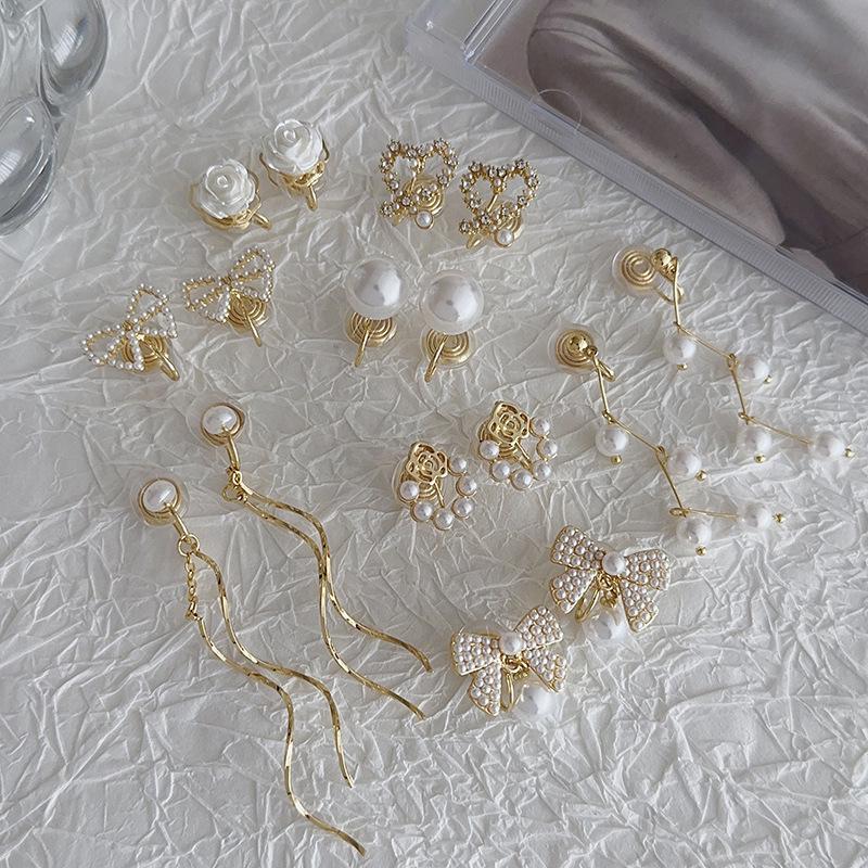 Pearl Mosquito Coil Disc Ear Clips: No-Pierce, Elegant French-Style Earrings for Women
