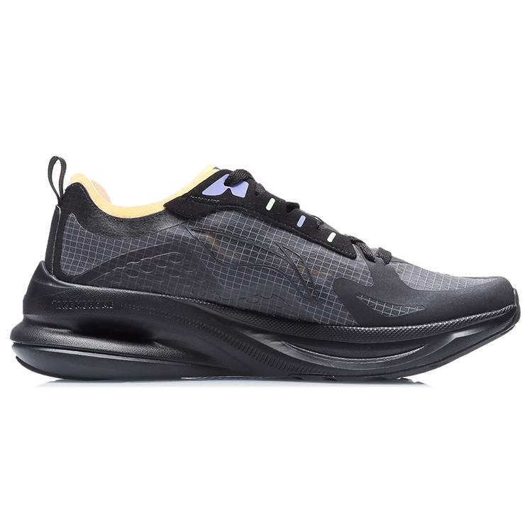 New LiNing Support Shock Absorption Low Top Running Shoes Unisex Black Yellow ARHR057-1