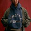 Fear of God Essentials Fleece Cropped Hoodie Marine Women Tops Blue 192HO247354FW