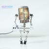 Microphone Robot Lamp Hold A Guitar Soft Lighting Plastic Handicraft Ornament Energy-saving Retro Robot Figurine LED Table Light Home Decoration