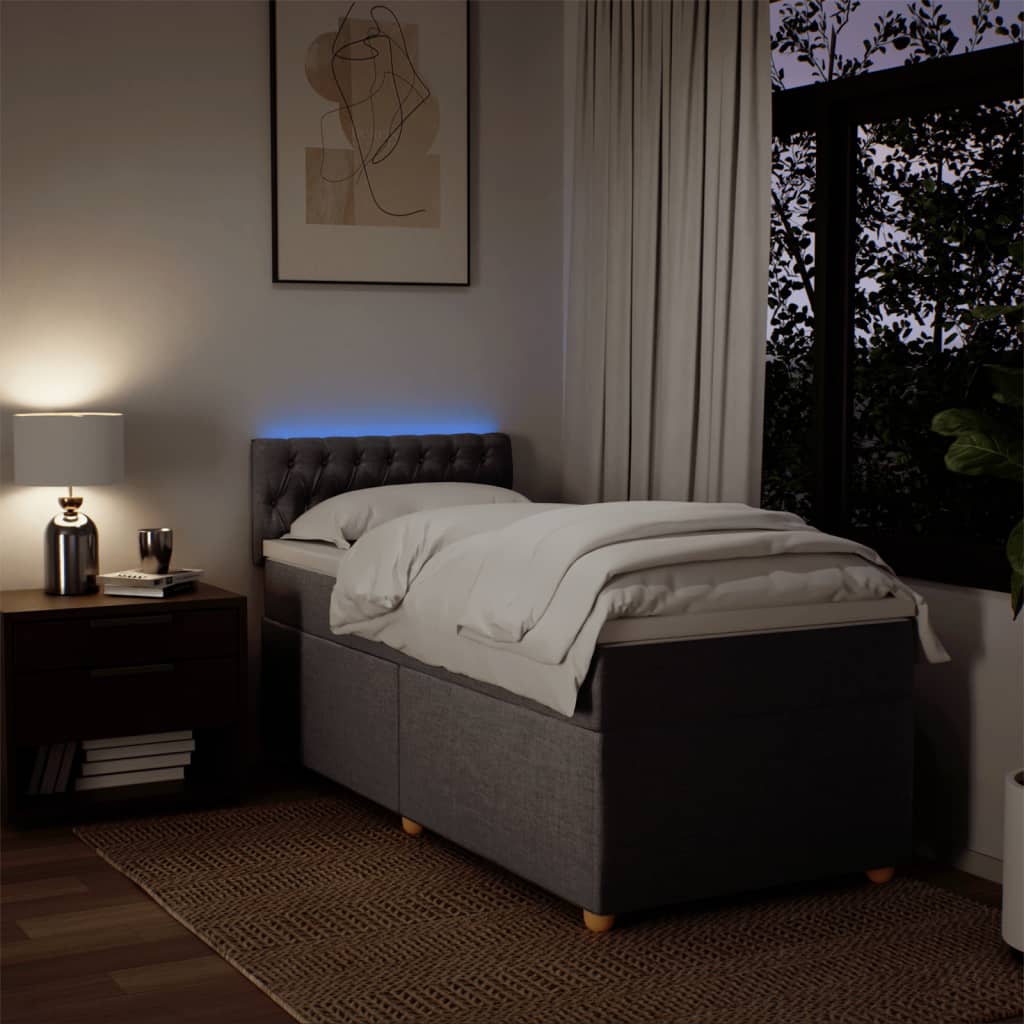 Box Spring Bed with Mattress Taupe 90 x 200 cm Fabric