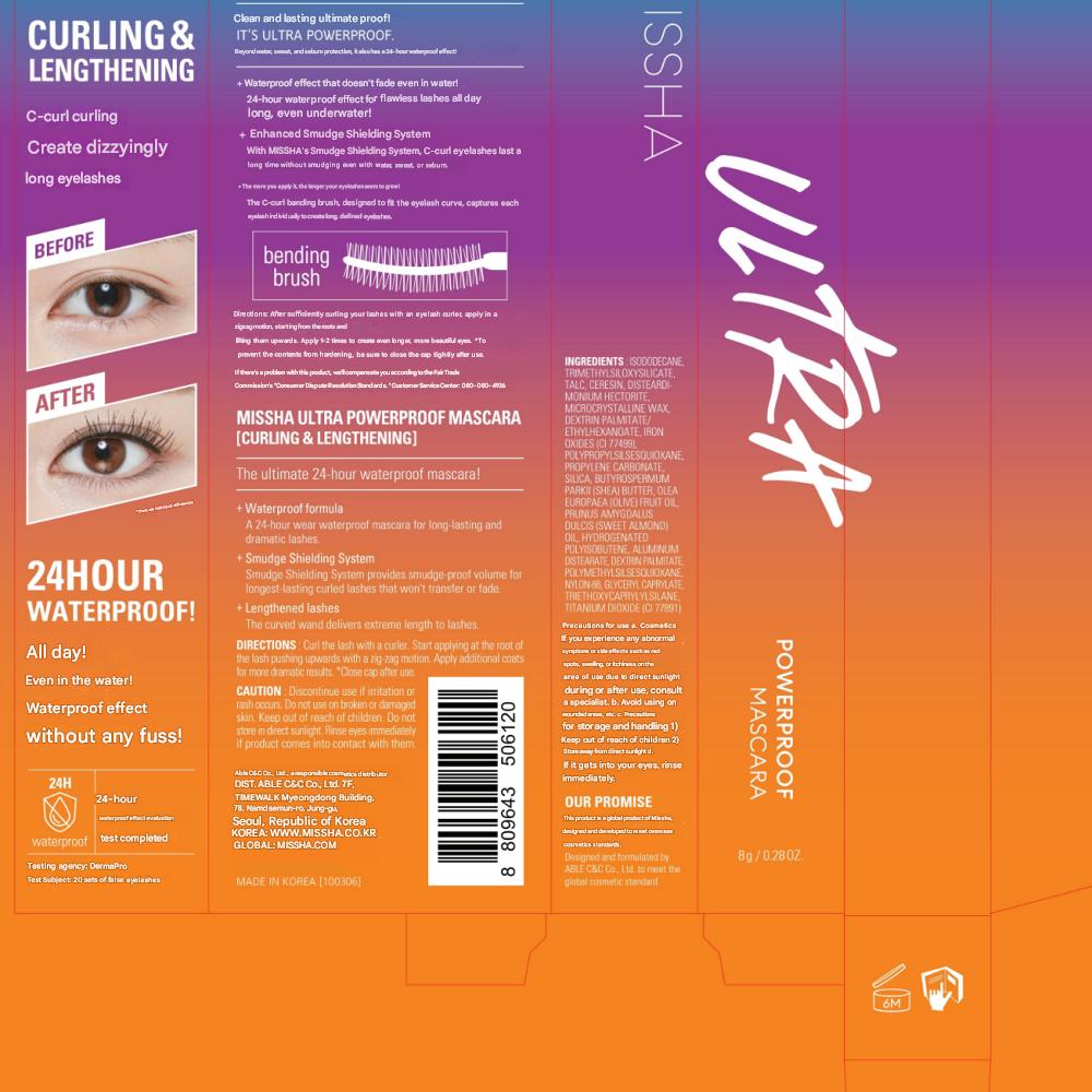 MISSHA Ultra Powerproof Mascara 8g, Curl Up Long Lash, 1 Ea