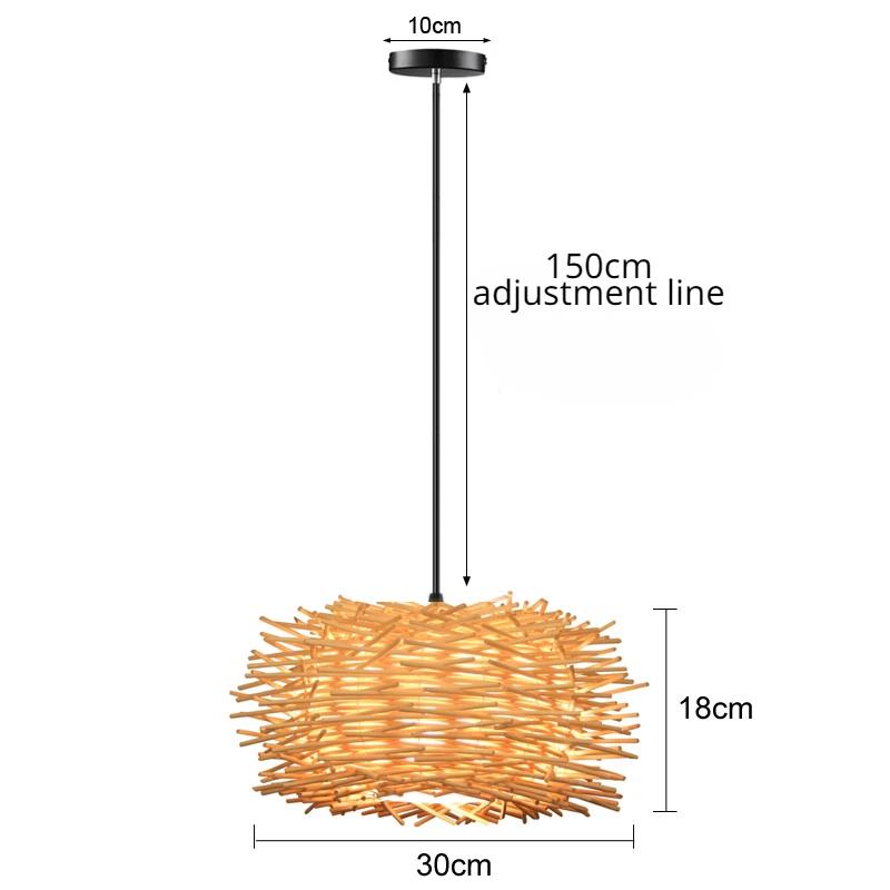 Japanese Bamboo Chandelier Chinese Style Rattan Woven Hanging Light Ceiling Lamp for Home Cafe Bar Decorate Restaurant Lighting