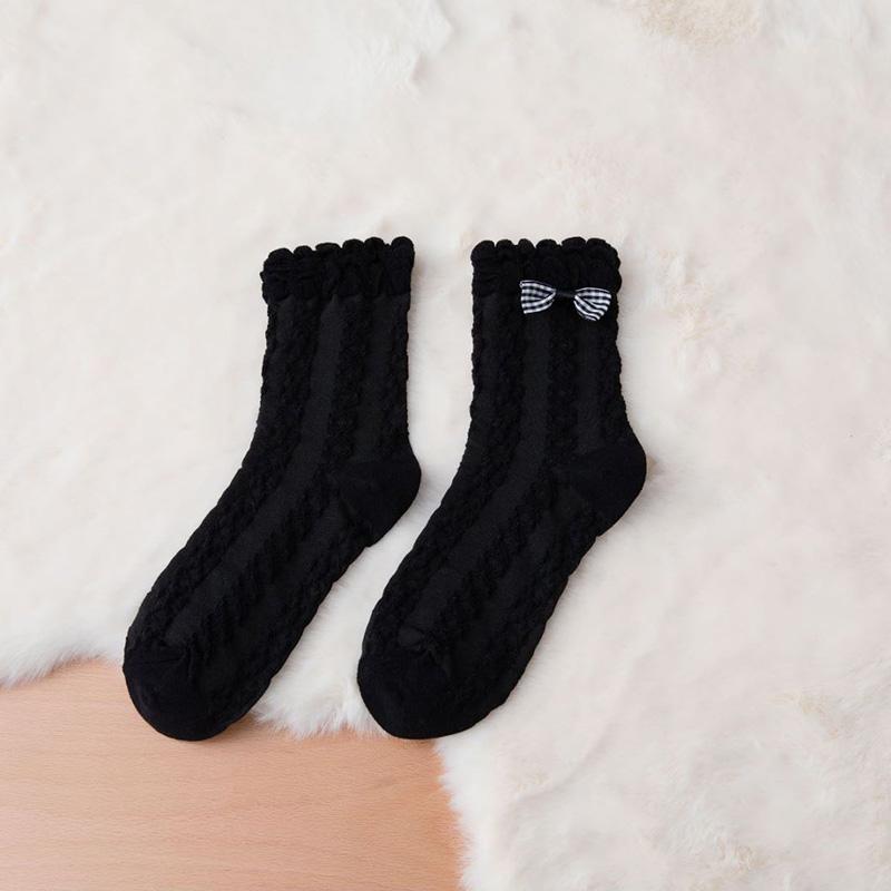 

Милые носки Лолиты Женские с оборками и рюшами в корейском стиле с бантом и кружевом Сладкие Прелестные Мягкие Девичьи Сетчатые Носки из Чистого Хлопка Принцесса JK Униформа One Size