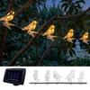 Solar Garden Lights Bird String Lights, Outdoor Waterproof Light, Warm Weatherproof Light Chain Glow LED for Patio Balcony Lawn Decor Celebration