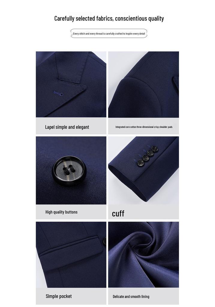 Men's Autumn/Winter Double-Breasted Suit Set - Professional Business Attire for Hotel Managers