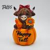 Autumn Theme Room Accessories Highland Cow Pumpkin Ornament, Resin Desktop Figurine Decorations, Creative Harvest Decor Table Centerpiece for