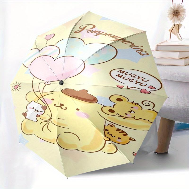 Pompompurin,Mugyu Automatic Folding Umbrella Simple 8 Rib Design, Bright Cartoon Pattern, Durable Iron Frame, Suitable For Travel, Outdoor,