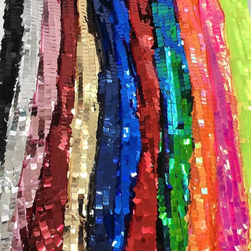 1 Yard Monochromatic Big Square Shiny Mesh Base Fabric Costume Sequin Fabric Women Evening Banquet Dress Sewing Diy Sold By Yard