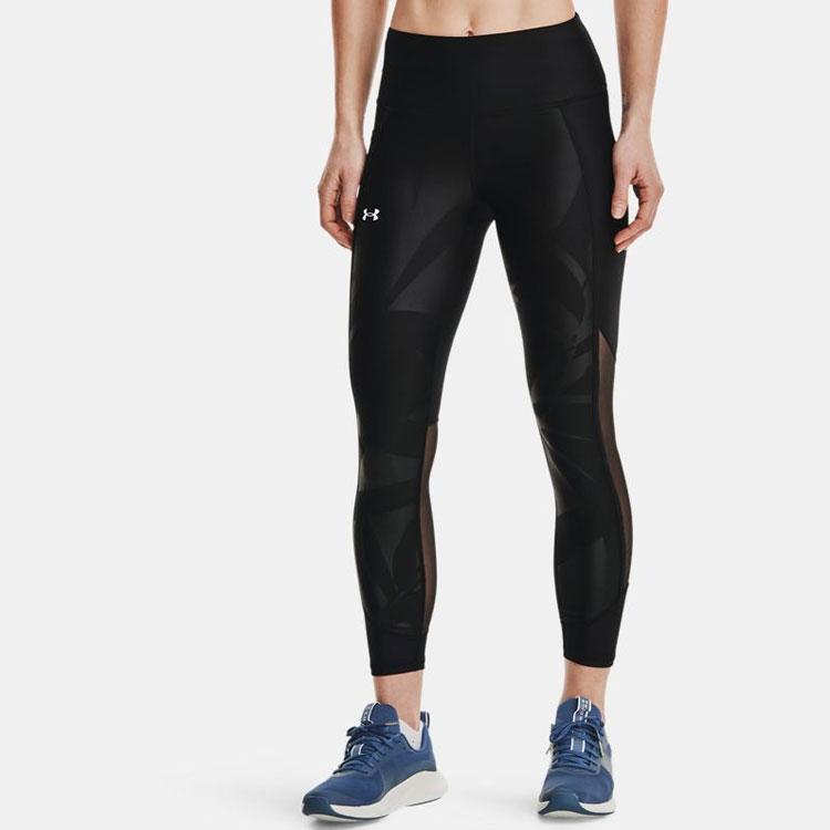Under Armour HeatGear Armour Embossed Panel Compression Capri Women Bottoms Black 1365350-001