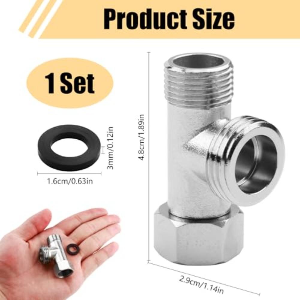 1pc Replacement 3-way Valve T-piece Water Connection For Bathroom Toilet Kitchen Household Water Pipes