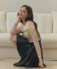 ZEROSTREET [3 Colors] Striped Asymmetrical Off-Shoulder Sweater