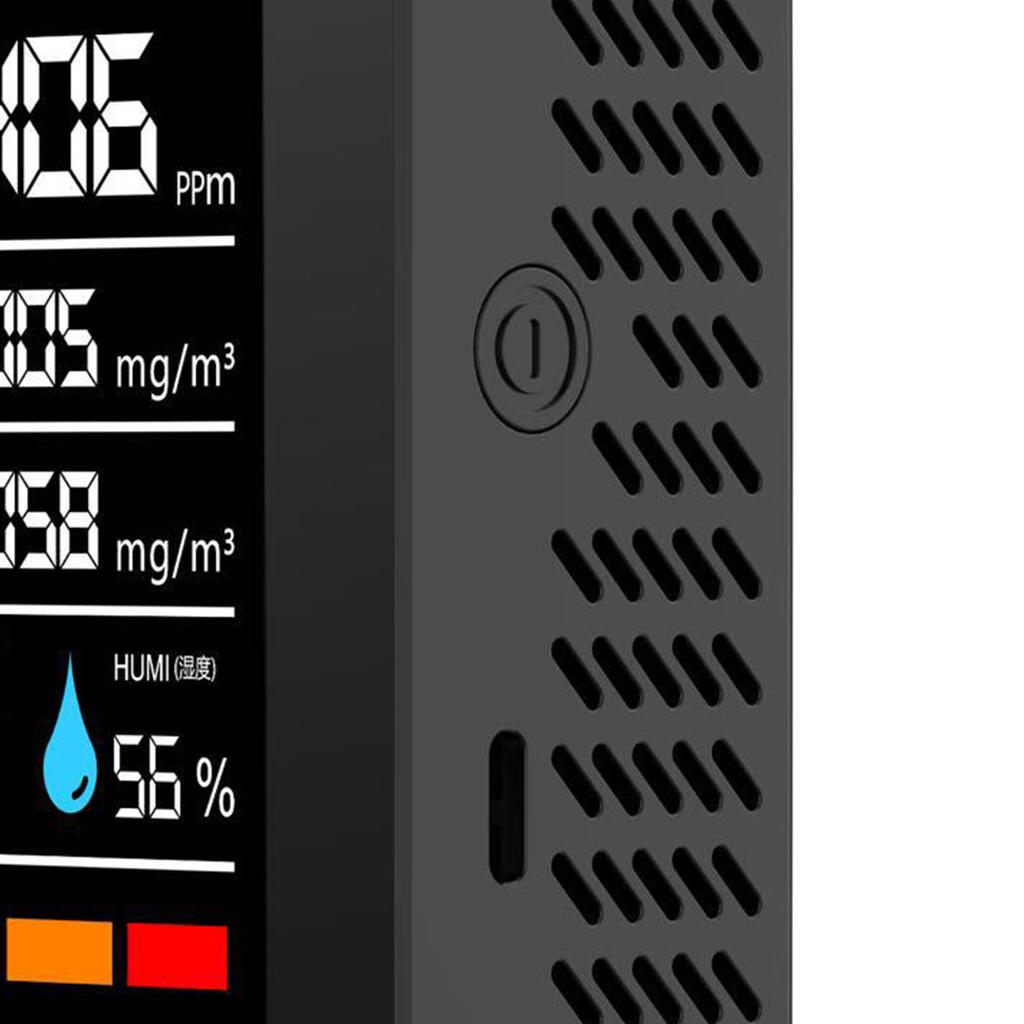 Formaldehyde Detector TVOC Sensor CO2 PM2.5 Temperature Humidity Air Quality Tester 5 In 1 Black