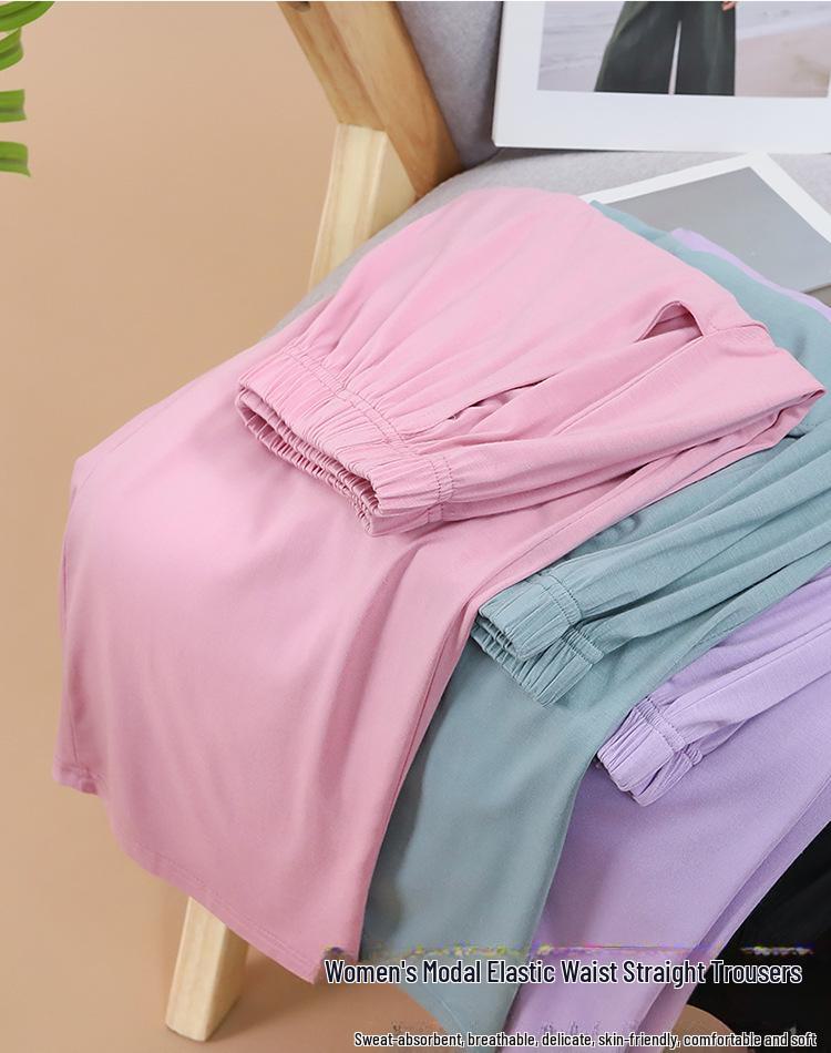 Damen Modal Locker Fallende Pyjamahose - Große Größe, Dünne Eisseide, Lässige Frühling/Sommer Hose