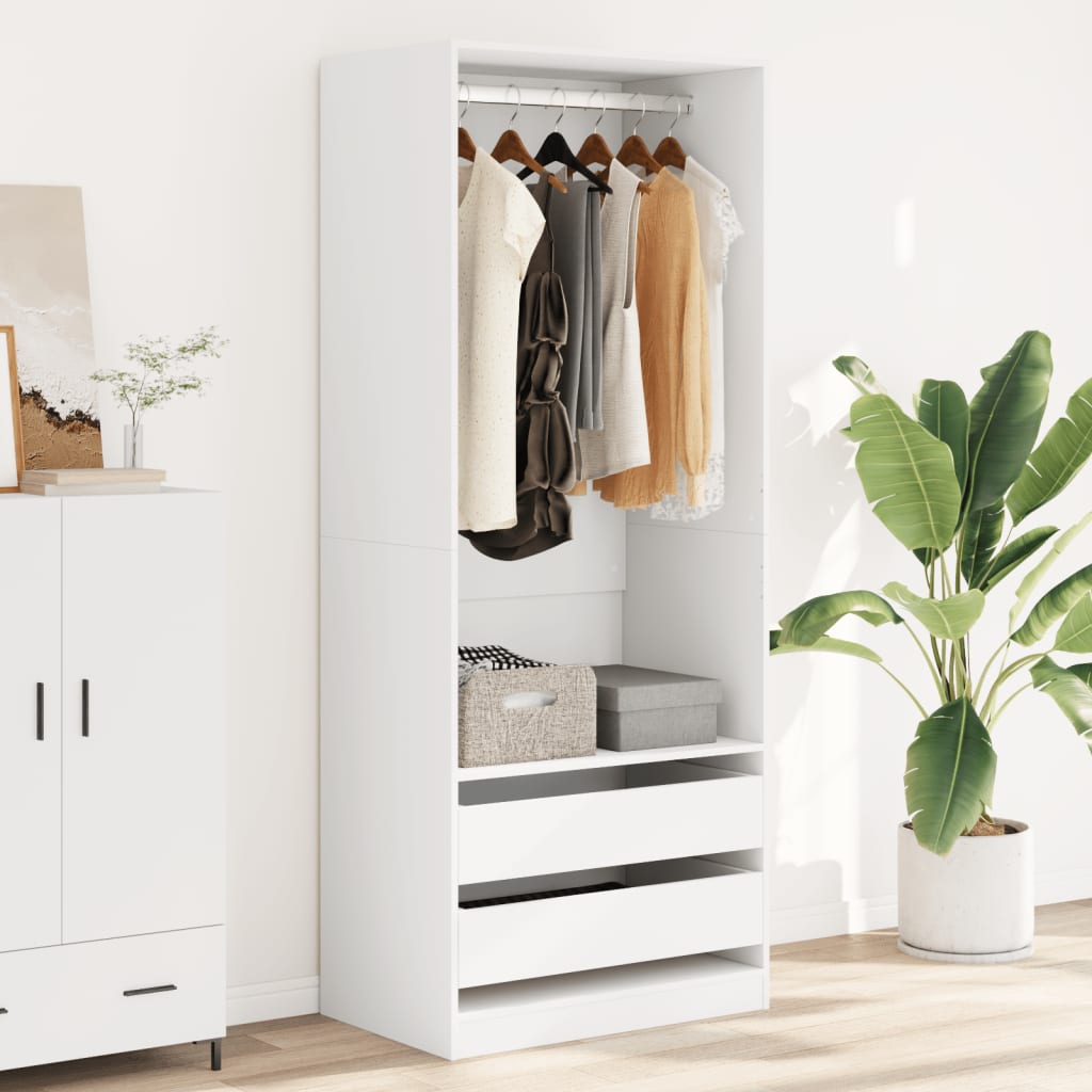 Wardrobe White 80 X 50 X 200 Cm Engineered Wood
