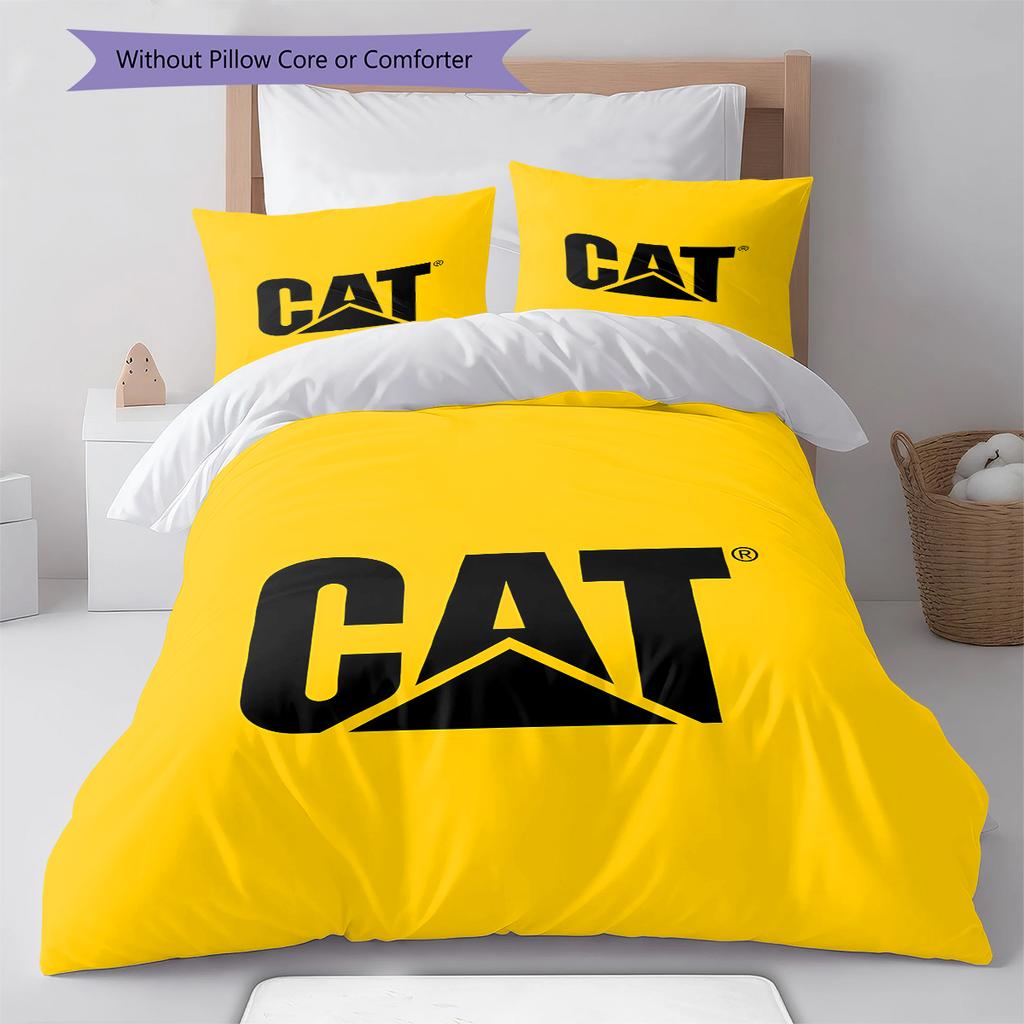 Caterpillar Inc. .  Lenjerie de pat cu model, Set cu cuvertură husă cuvertură față de pernă Cadou de casă de ziua de naștere (1 * husă de pilotă + 2 * fețe de pernă, fără miez)