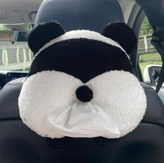 Cartoon Plush Car Tissue Box for Armrest: Cute Hanging Paper Dispenser and Interior Decoration