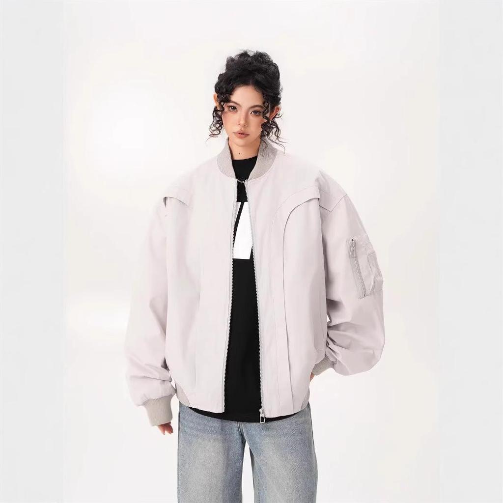 Giacca Bomber Pilota Americana Retrò Primavera/Autunno 2026 - Corta Decostruita Streetwear Baseball Giacca Esterna