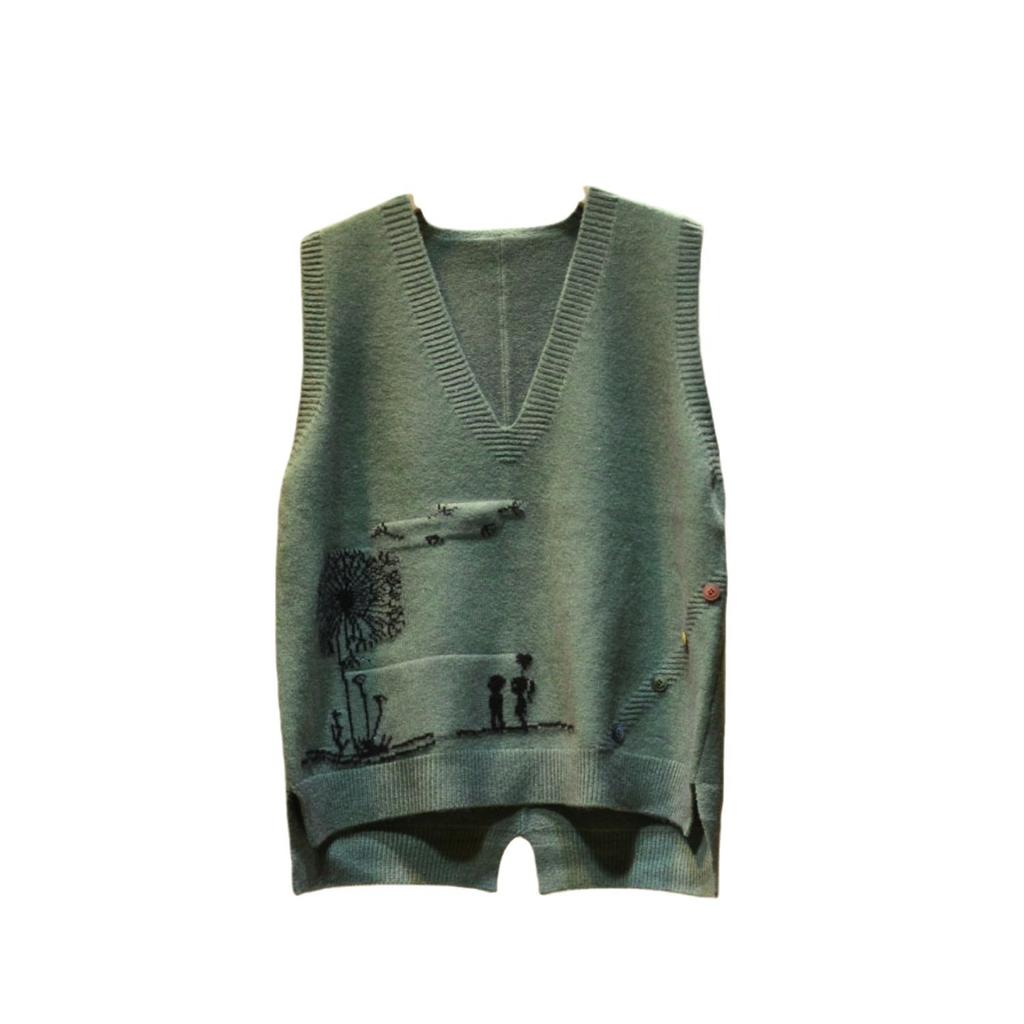 Women's V-neck Knitted Vest Casual Loose Sleeveless Sweater Women's Vest