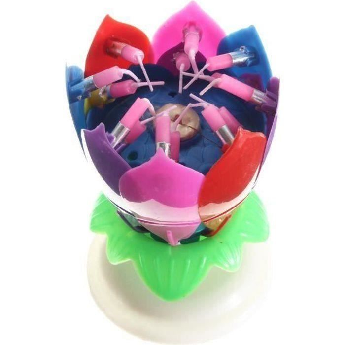 Bougie Anniversaire - QC - QC17331-U - Musicale - Fleur Rotative - Multicolore pur