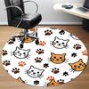 1pc Cat Paw Prints Carpet for Office Non Slip, Round Carpet, Soft & Comfortable, Carpet for Office, Lightweight Round Floor Mat