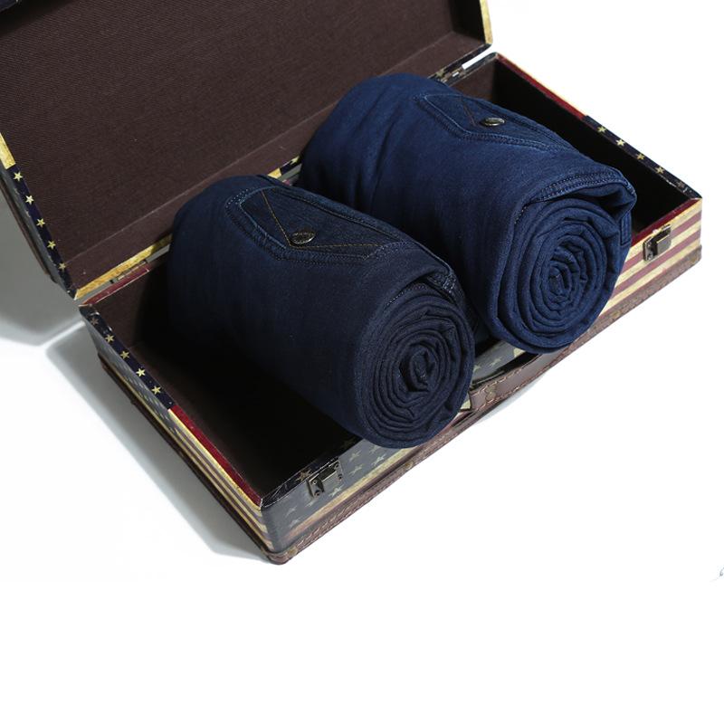 Herren Fleecegefütterte Elastische High-Waist Denimhose - Bequem, Langlebig, Ganzjahreskleidung