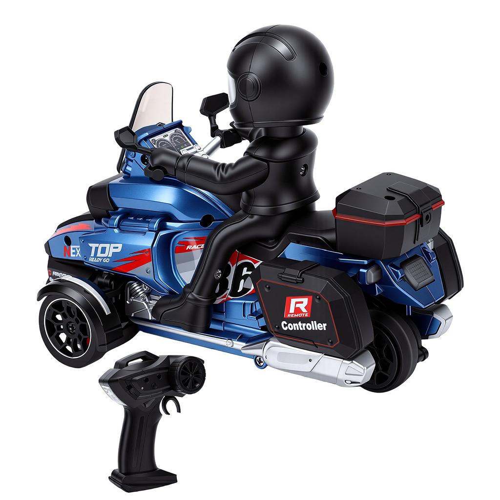 2.4G RC Tricycle Motorcycle 1:43 Scale Full Proportional Remote Control Drift Motorcycle with LED Lights and