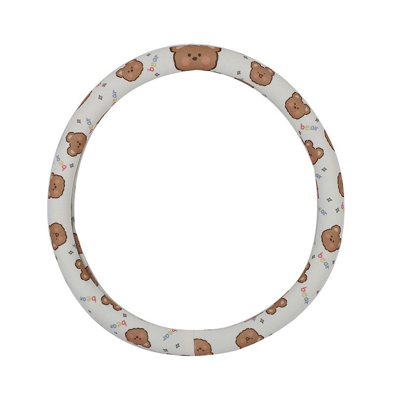 Cute Bear Anti-Slip Cartoon Steering Wheel Cover - Sweat-Absorbent & Universal Fit for All Seasons