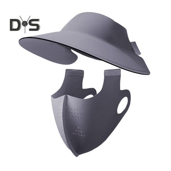 Sunscreen Face Guard Ice Silk Breathable Holes Sun Protection Hat Wide Brim Design Fastener Tape Face Guard