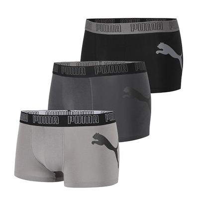 Cuecas Boxers com Logo Estampado Respiráveis Casuais Pacote com 3 Roupa Íntima Masculina Preto Cinza 701229117
