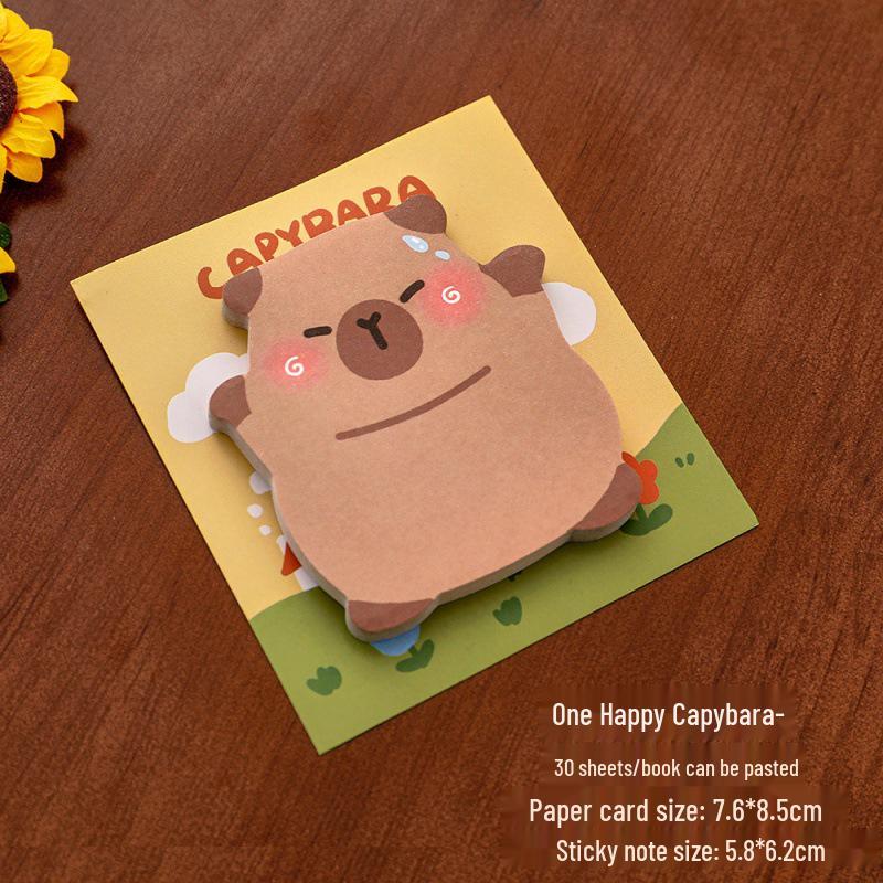 Cartoon Capybara Alien Sticky Notes – Cute Self-Adhesive Memo Pad for Students