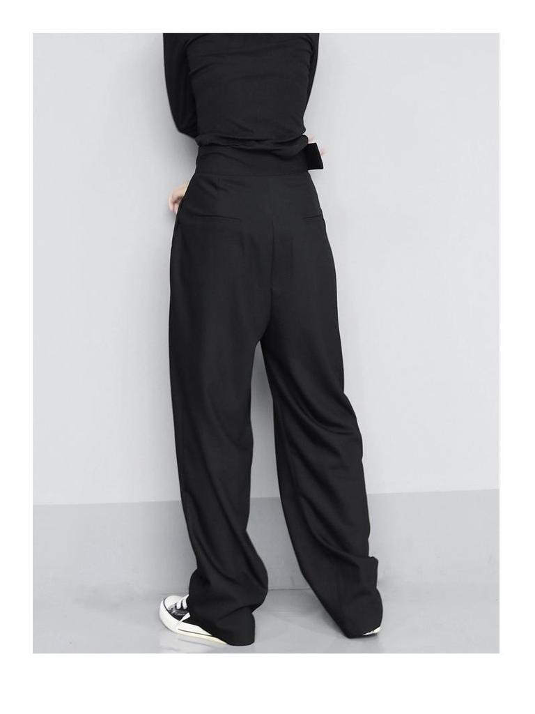 2024 Early Spring Women's High-Waisted Wide-Leg Casual Pants with Velcro