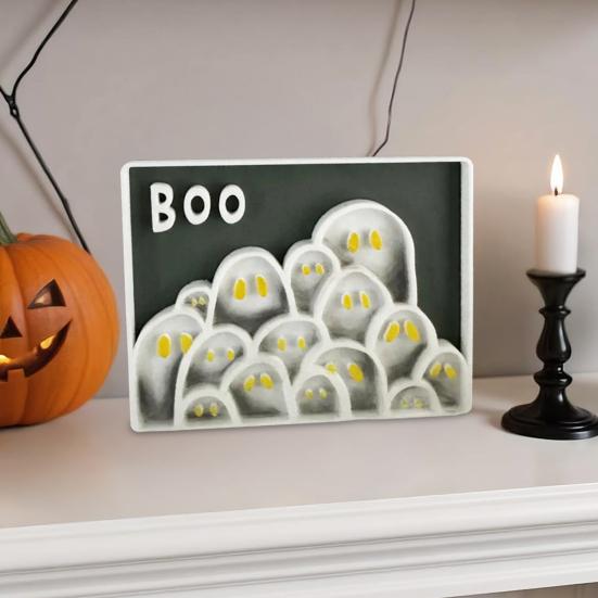 Halloween Picture Frame 3D Printed Ghost Photo Frame Ornaments for Living Room Kids Room Bedroom Halloween Party Decor